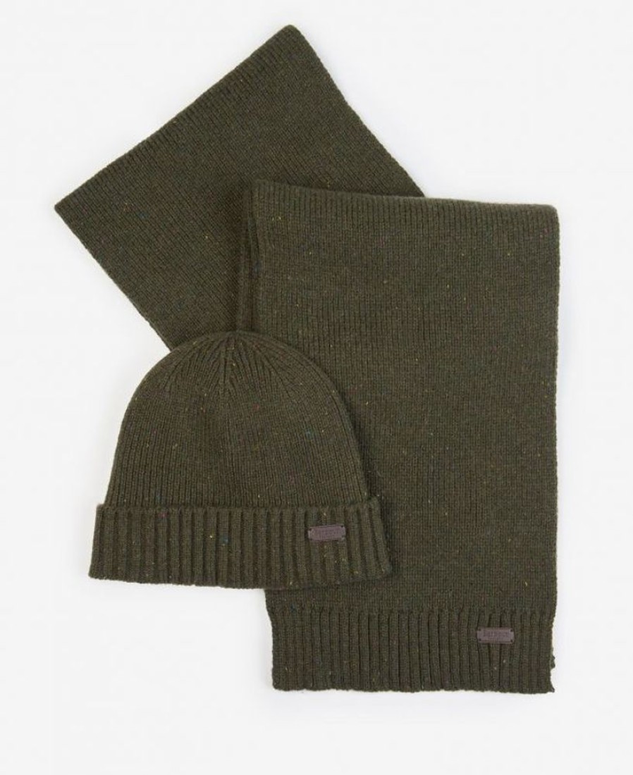 Accessories Barbour Scarves & Handkerchiefs | Barbour Carlton Fleck Beanie & Scarf Gift Set