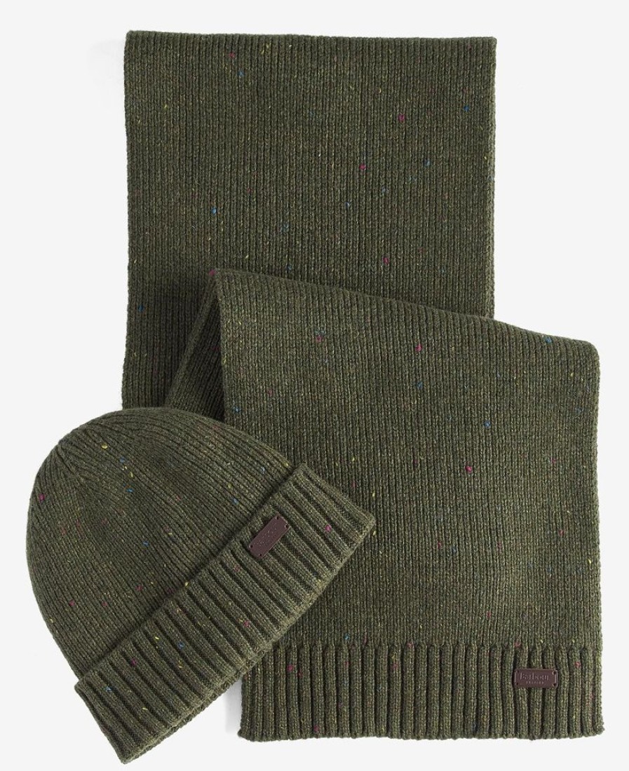 Accessories Barbour Scarves & Handkerchiefs | Barbour Carlton Fleck Beanie & Scarf Gift Set