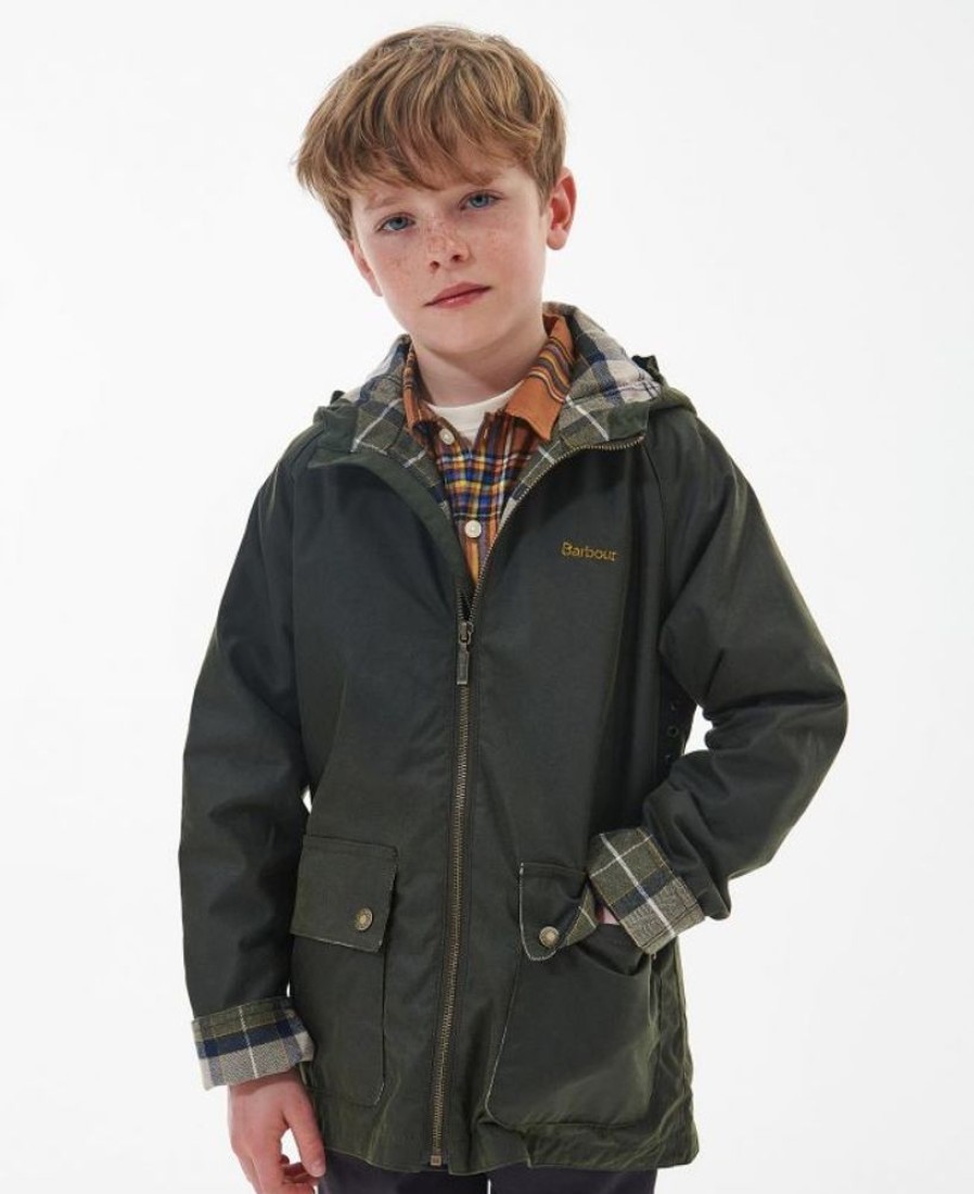 Kids Barbour Waxed Jackets | Barbour Boys' Hooded Bedale Wax Jacket