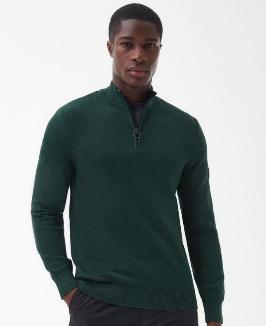 Men Barbour Jumpers | B.Intl Cotton Half Zip Sweater