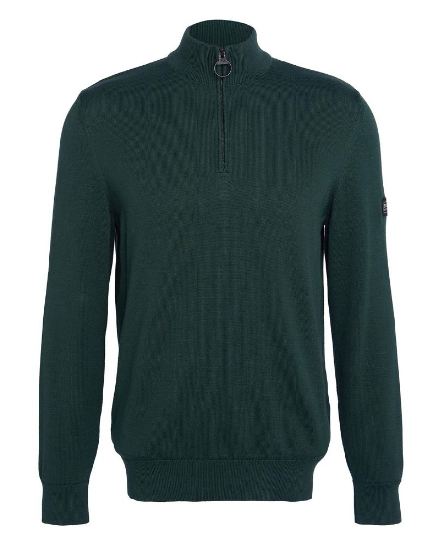 Men Barbour Jumpers | B.Intl Cotton Half Zip Sweater