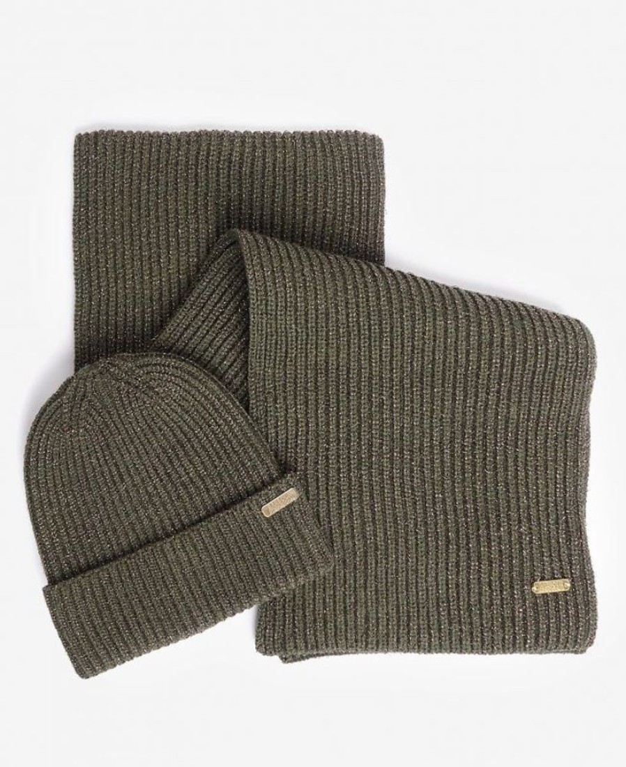 Accessories Barbour Hats & Gloves | B.Intl Estoril Beanie & Scarf Gift Set