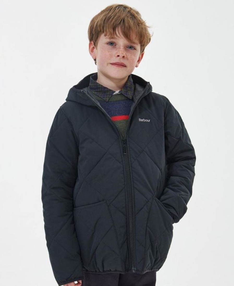 Kids Barbour Quilted Jackets | Barbour Boys Hooded Liddesdale Quilted Jacket