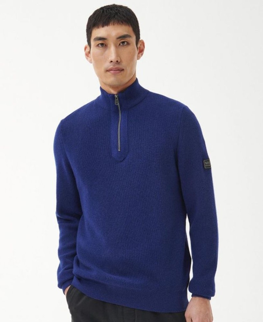 Men Barbour Jumpers | B.Intl Corser Half-Zip Knitted Jumper