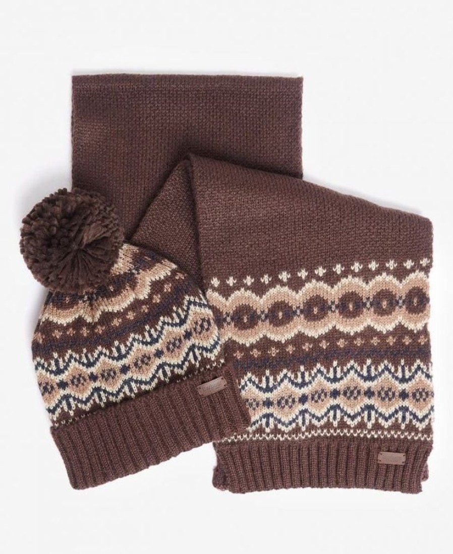 Accessories Barbour Scarves & Handkerchiefs | Barbour Fairisle Beanie & Scarf Gift Set