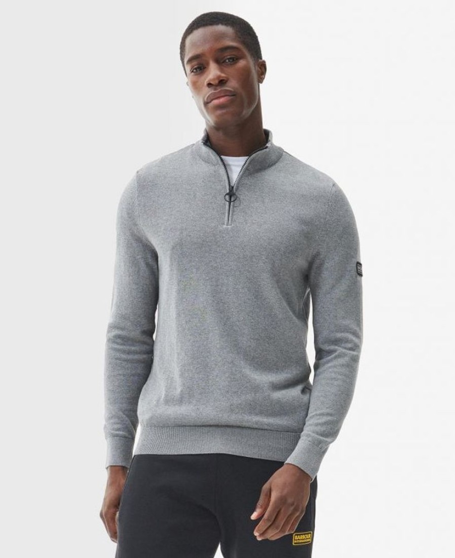 Men Barbour Jumpers | B.Intl Cotton Half Zip Sweater