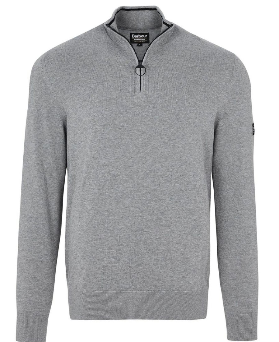 Men Barbour Jumpers | B.Intl Cotton Half Zip Sweater